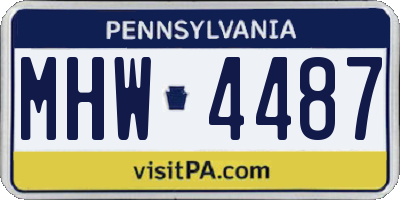PA license plate MHW4487