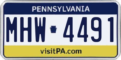 PA license plate MHW4491