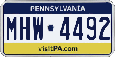 PA license plate MHW4492
