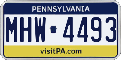 PA license plate MHW4493
