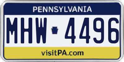 PA license plate MHW4496