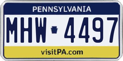 PA license plate MHW4497