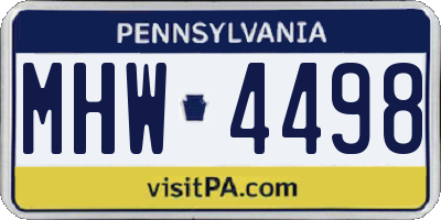 PA license plate MHW4498