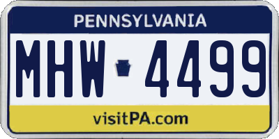 PA license plate MHW4499