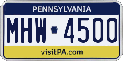 PA license plate MHW4500