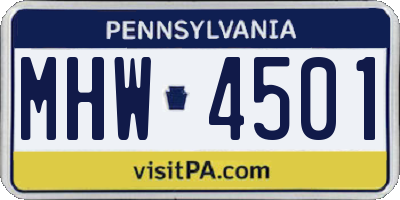 PA license plate MHW4501