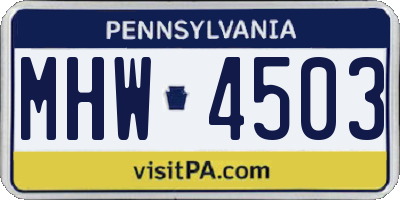 PA license plate MHW4503