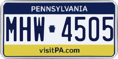 PA license plate MHW4505