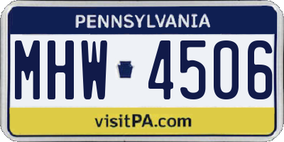 PA license plate MHW4506
