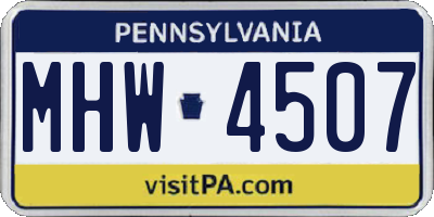 PA license plate MHW4507