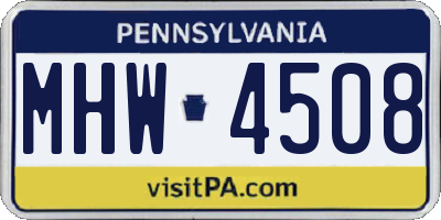 PA license plate MHW4508