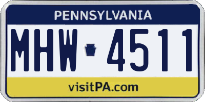 PA license plate MHW4511