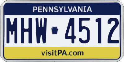 PA license plate MHW4512