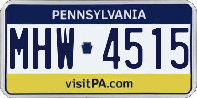 PA license plate MHW4515