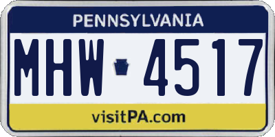 PA license plate MHW4517