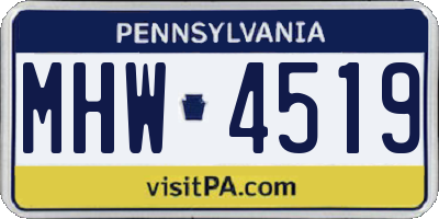 PA license plate MHW4519