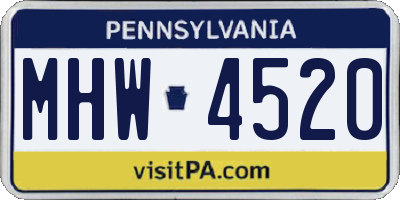 PA license plate MHW4520