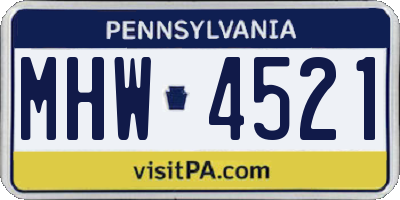 PA license plate MHW4521