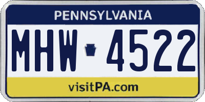 PA license plate MHW4522