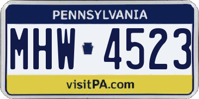 PA license plate MHW4523