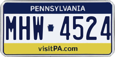 PA license plate MHW4524