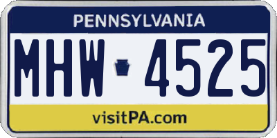 PA license plate MHW4525