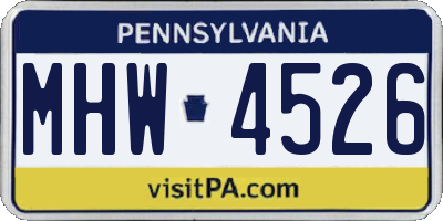 PA license plate MHW4526