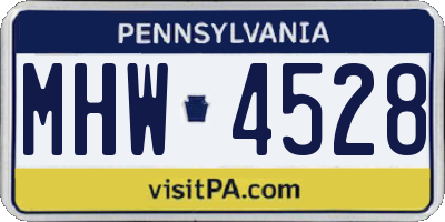 PA license plate MHW4528