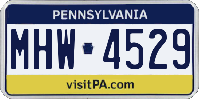 PA license plate MHW4529