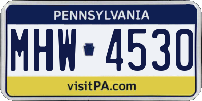 PA license plate MHW4530