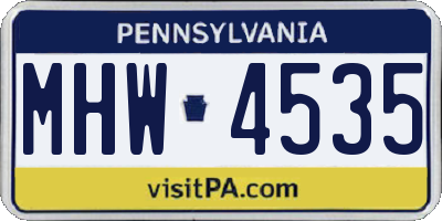 PA license plate MHW4535
