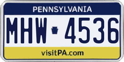PA license plate MHW4536