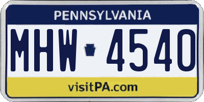 PA license plate MHW4540