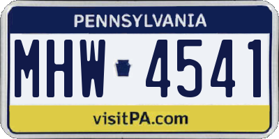 PA license plate MHW4541