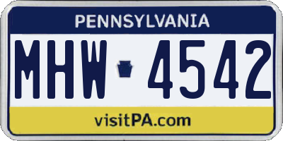 PA license plate MHW4542