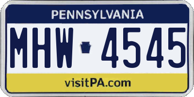 PA license plate MHW4545