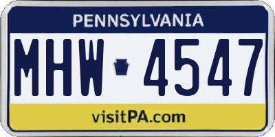PA license plate MHW4547