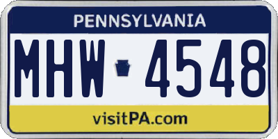 PA license plate MHW4548