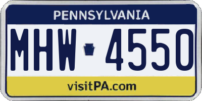 PA license plate MHW4550