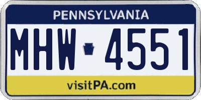 PA license plate MHW4551