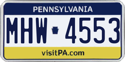 PA license plate MHW4553