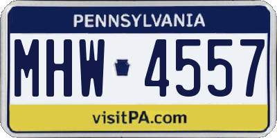 PA license plate MHW4557