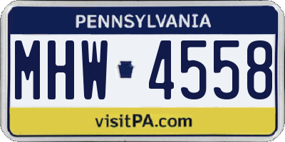 PA license plate MHW4558