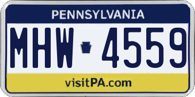 PA license plate MHW4559