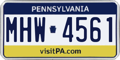 PA license plate MHW4561