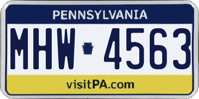 PA license plate MHW4563