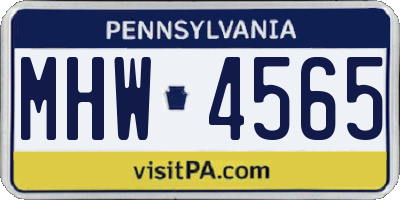 PA license plate MHW4565
