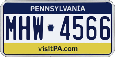 PA license plate MHW4566