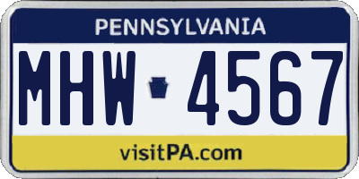 PA license plate MHW4567
