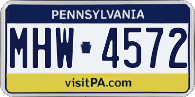 PA license plate MHW4572